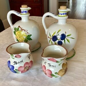 Italian Ceramic Oil & Vinegar & Wine Set